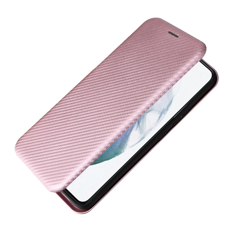 For Samsung Galaxy S22 Carbon Fiber Texture Horizontal Flip Leather Phone Case(Pink) - Galaxy S22 5G Cases by PMC TechLife | Online Shopping South Africa | PMC TechLife | Buy Now Pay Later Mobicred