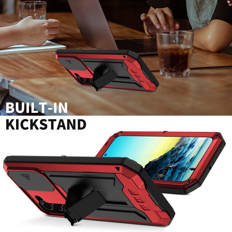 For Samsung Galaxy S22+ 5G R-JUST Sliding Camera Metal + Silicone Holder Phone Case(Red) - Galaxy S22+ 5G Cases by R-JUST | Online Shopping South Africa | PMC TechLife | Buy Now Pay Later Mobicred