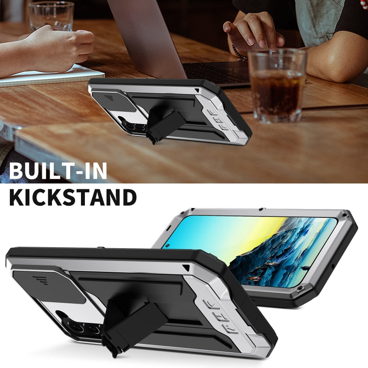 For Samsung Galaxy S22+ 5G R-JUST Sliding Camera Metal + Silicone Holder Phone Case(Silver) - Galaxy S22+ 5G Cases by R-JUST | Online Shopping South Africa | PMC TechLife | Buy Now Pay Later Mobicred