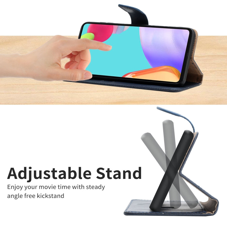 For LG K42 Genuine Leather Fingerprint-proof Flip Phone Case(Blue) - LG by PMC TechLife | Online Shopping South Africa | PMC TechLife | Buy Now Pay Later Mobicred