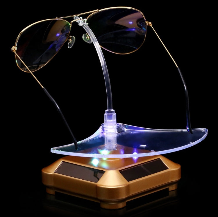 Solar 360 Degree Rotating Turntable Colorful Lights Glasses Display Stand(Silver) - free shipping - PMC TechLife - Order now!