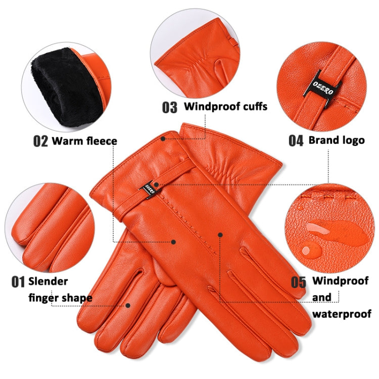 OZERO Women Sheepskin Warm Gloves with Fleece Lining Split Finger Elasticated Gloves, Size: L(Red) - free shipping - PMC TechLife - Order now!