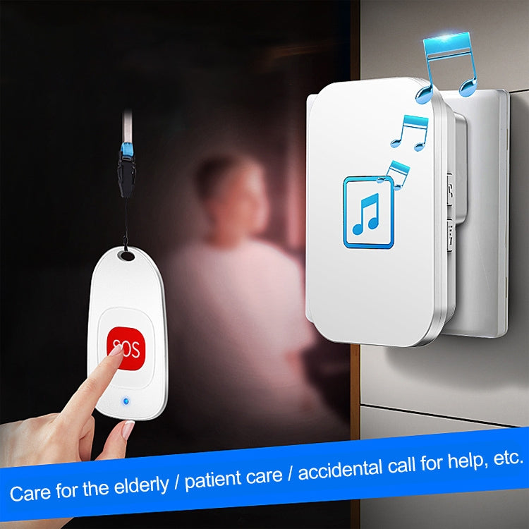 CACAZI C86 Wireless SOS Pager Doorbell Old man Child Emergency Alarm Remote Call Bell, EU Plug(White) - Wireless Doorbell by CACAZI | Online Shopping South Africa | PMC TechLife | Buy Now Pay Later Mobicred