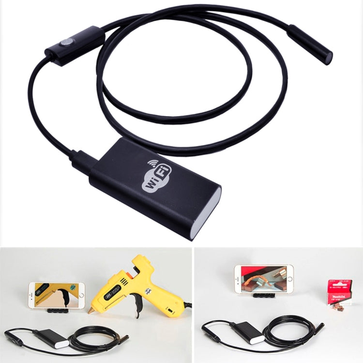 1.0MP HD Camera 30m Wireless Distance Metal WiFi Box Waterproof IPX67 Endoscope Snake Tube Inspection Camera with 6 LED for Android & iOS, Length: 1m, Lens Diameter: 9mm(Black) -  by PMC Jewellery | Online Shopping South Africa | PMC Jewellery | Buy Now Pay Later Mobicred