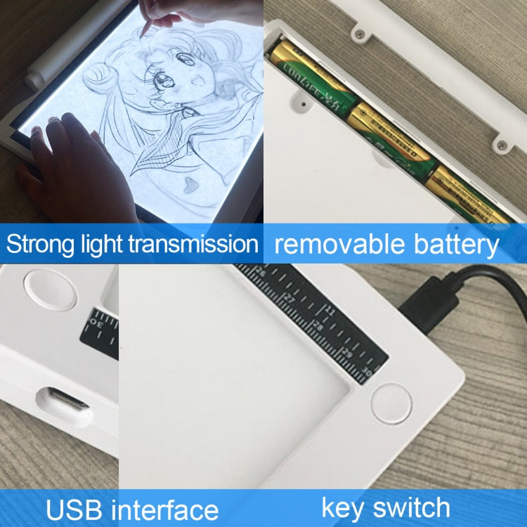 A4-19 6.5W Three Level of Brightness Dimmable A4 LED Drawing Sketchpad Light Pad with USB Cable (White) -  by PMC Jewellery | Online Shopping South Africa | PMC Jewellery | Buy Now Pay Later Mobicred