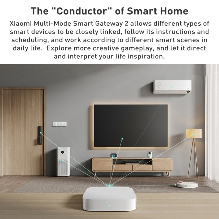 Original Xiaomi Multimode Smart Home Gateway 2 WiFi BT ZigBee RJ45 Connect(White) - free shipping - PMC TechLife - Order now!