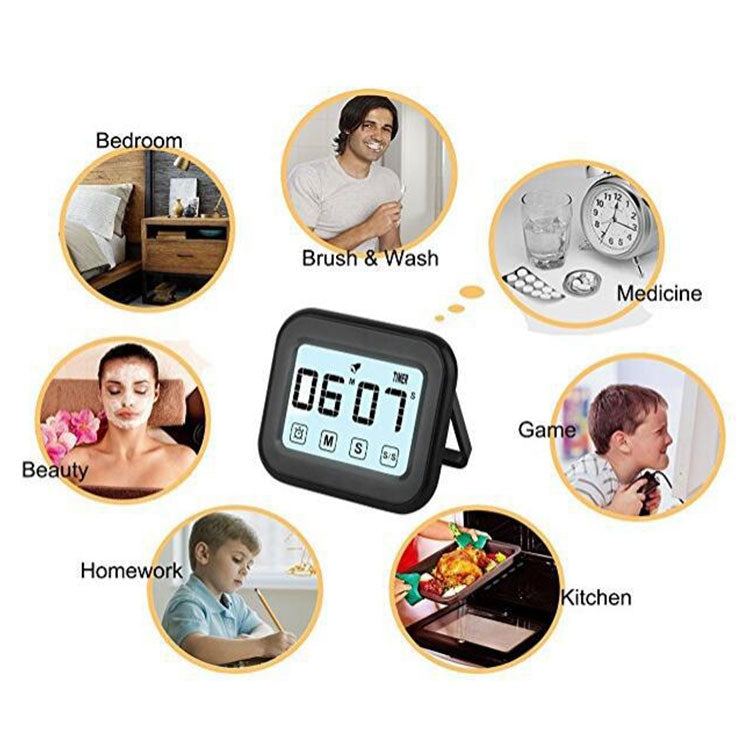 Kitchen Timer Digital Alarm Clock Large LCD Touch Screen Come with Night Light for Cooking Baking(White) - Digital Countdown by PMC TechLife | Online Shopping South Africa | PMC TechLife | Buy Now Pay Later Mobicred