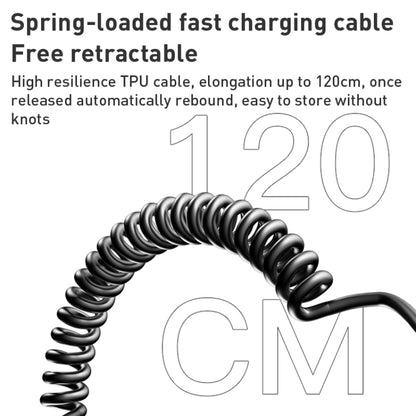 Yesido Y58 60W PD + QC3.0 Dual Port Car Fast Charger with USB-C / Type-C + 8 Pin Spring Cable - Car Charger by Yesido | Online Shopping South Africa | PMC Jewellery | Buy Now Pay Later Mobicred