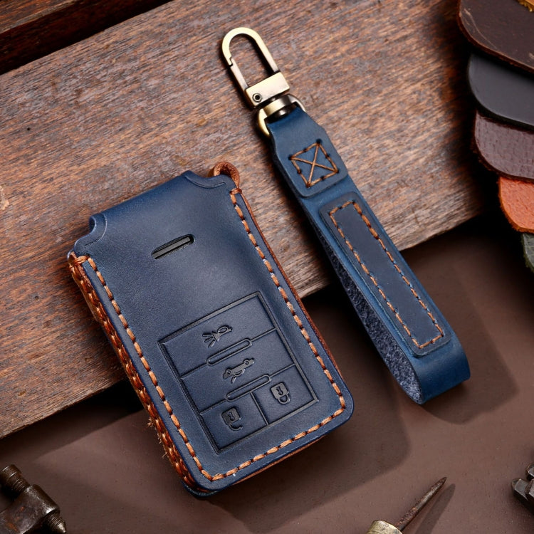 For Cadillac 4-button C090 Car Key Leather Protective Case (Blue) - Car Key Cases by PMC Jewellery | Online Shopping South Africa | PMC Jewellery | Buy Now Pay Later Mobicred