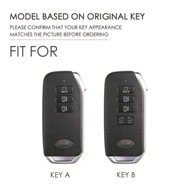 For Kia 5-button Hallmo Car Cowhide Leather Key Protective Cover Key Case(Black) - Car Key Cases by Hallmo | Online Shopping South Africa | PMC TechLife | Buy Now Pay Later Mobicred