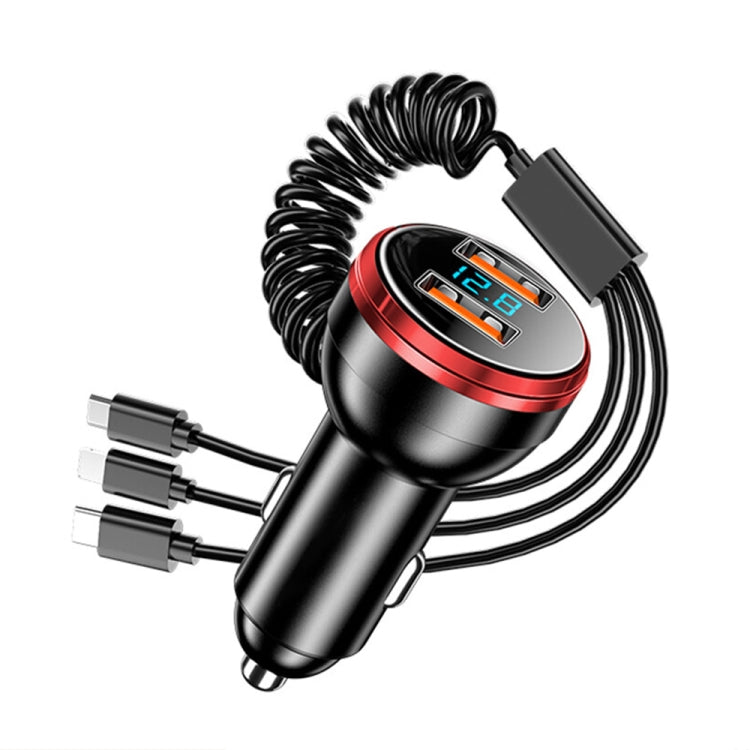 BW15 110W 3 in 1 Charging Cable & Dual USB Port Car Charger (Red) - Car Charger by PMC Jewellery | Online Shopping South Africa | PMC Jewellery | Buy Now Pay Later Mobicred