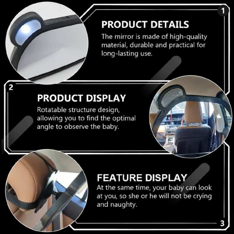 Car Baby Auxiliary Viewing Mirror with LED Remote Control Light + USB Charging - Interior Mirrors by PMC Jewellery | Online Shopping South Africa | PMC Jewellery