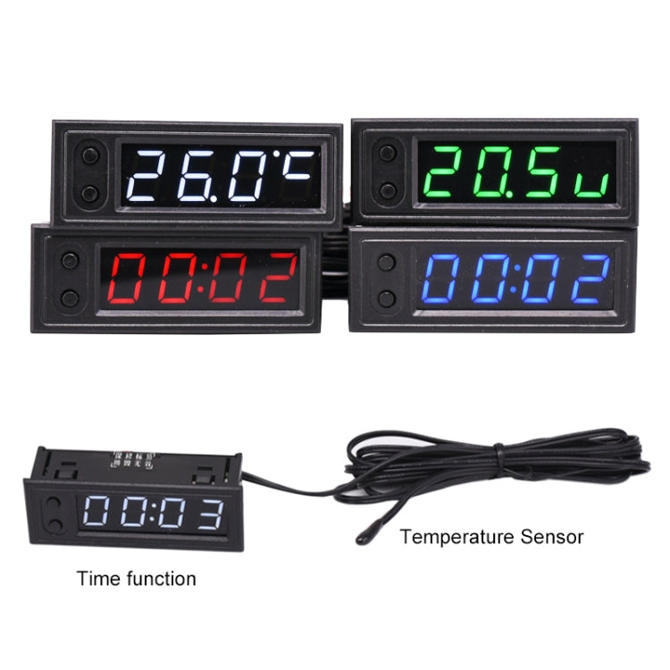 3 in 1 DC5-50V Car High-precision Electronic LED Luminous Clock + Thermometer + Voltmeter (Red) - Clocks & Car Meters by PMC TechLife | Online Shopping South Africa | PMC TechLife | Buy Now Pay Later Mobicred