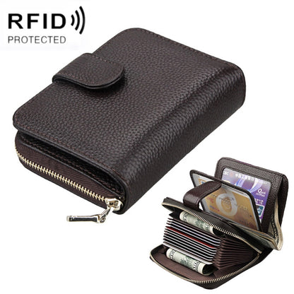 KB132 Female Style Full Grain Cow Leather Multifunctional RFID Wallet/ Card Bag/ Driving License Package(Coffee) - Wallets by PMC Jewellery | Online Shopping South Africa | PMC Jewellery | Buy Now Pay Later Mobicred