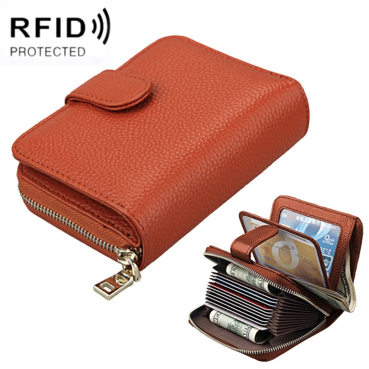 KB132 Female Style Full Grain Cow Leather Multifunctional RFID Wallet/ Card Bag/ Driving License Package(Brown) - Wallets by PMC Jewellery | Online Shopping South Africa | PMC Jewellery | Buy Now Pay Later Mobicred