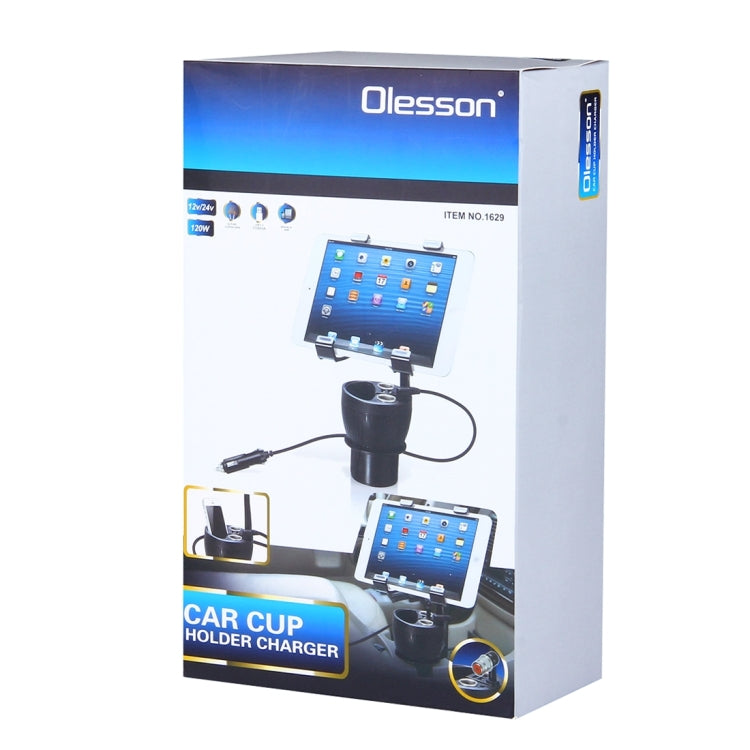 Olesson 2 in 1 Car Charger Cup Holder PowerCup Phone / Tablet Holder + 2.1A / 1A Dual-USB Ports Car Cigarette Lighter Socket Car Charger - Cigar Socket by PMC Jewellery | Online Shopping South Africa | PMC Jewellery | Buy Now Pay Later Mobicred