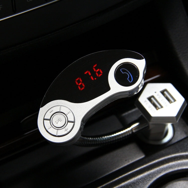 GT86 Dual USB Charger Car Bluetooth FM Transmitter Kit, Support LCD Display / TF Card Music Play / Hands-free(Silver) - Bluetooth Car Kits by PMC Jewellery | Online Shopping South Africa | PMC Jewellery | Buy Now Pay Later Mobicred