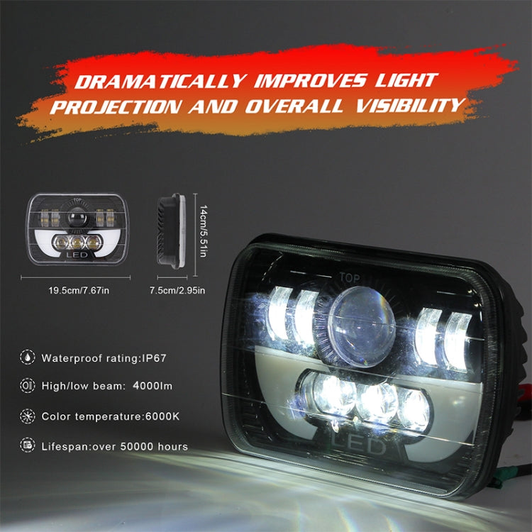 7 Inch 35W 4000LM 6000K + Amber Car Truck Square LED Headlights Work Lights Spotlight - Work Lights by PMC Jewellery | Online Shopping South Africa | PMC Jewellery | Buy Now Pay Later Mobicred