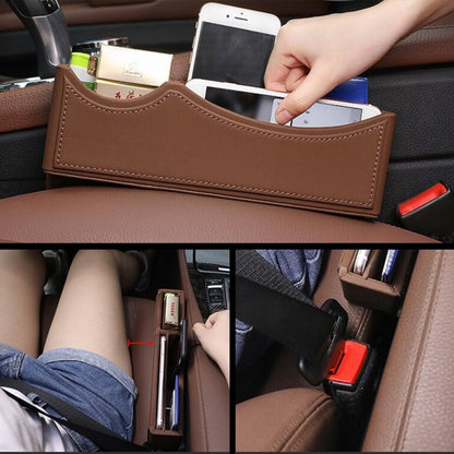 Car Seat Crevice Storage Box with Interval Auto Gap Pocket Stowing Tidying for Phone Pad Card Coin Case Accessories(Brown) - Car Drink Holders by PMC Jewellery | Online Shopping South Africa | PMC Jewellery | Buy Now Pay Later Mobicred