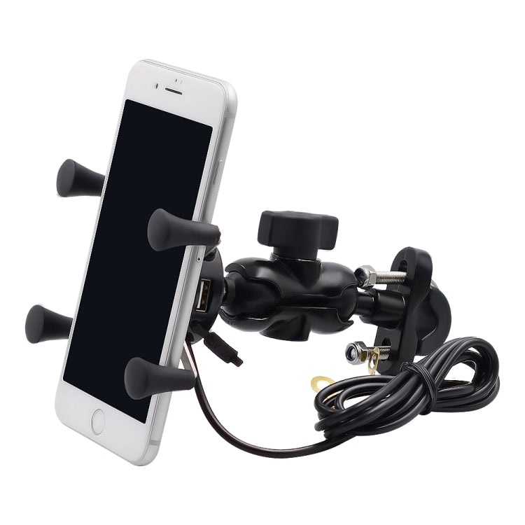 Motorcycle X Shape Aluminum Alloy Phone Bracket 5V 2.1A Phone Charger - Battery Charger by PMC TechLife | Online Shopping South Africa | PMC TechLife | Buy Now Pay Later Mobicred