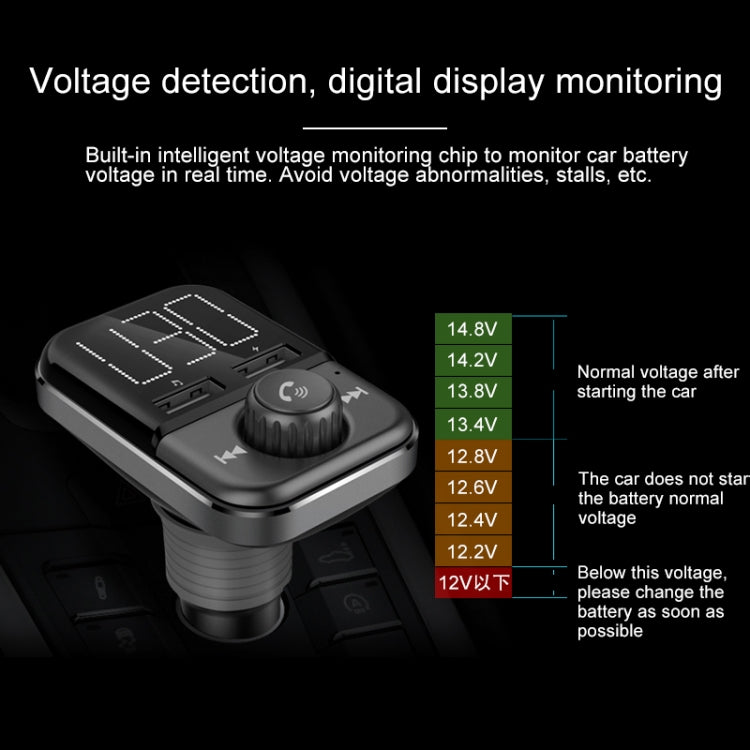 BT72 Dual USB Charging Smart Bluetooth FM Transmitter MP3 Music Player Car Kit with 1.5 inch White Display Screen, Support Bluetooth Call, TF Card & U Disk - Bluetooth Car Kits by PMC Jewellery | Online Shopping South Africa | PMC Jewellery | Buy Now Pay Later Mobicred