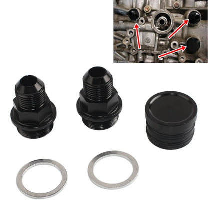 M28~10AN Black Engine Rear Block Breather Fitting Adapter for Honda Oil Catch Can B16 B18C - Engine Fittings by PMC Jewellery | Online Shopping South Africa | PMC Jewellery