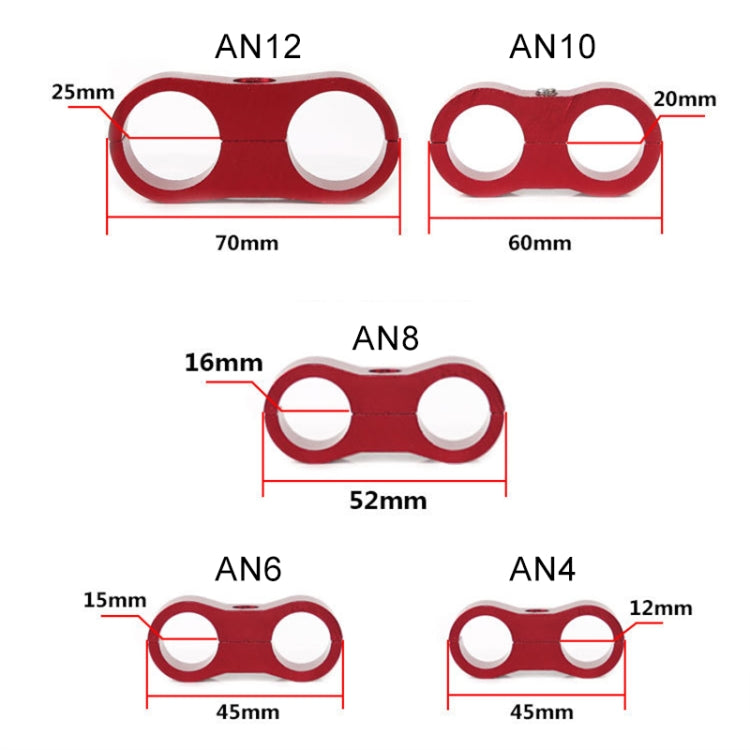 AN8 Automotive 2-hole High Pressure Tubing Fixing Clip Car Tubing Clamp Aluminum Alloy Clip Tubing Separator, Random Color Delivery - Booster Cable & Clip by PMC Jewellery | Online Shopping South Africa | PMC Jewellery | Buy Now Pay Later Mobicred