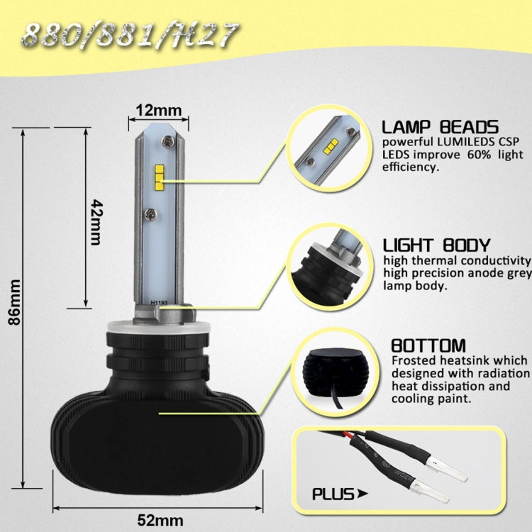 2 PCS 880 IP65 Waterproof White Light 6 CSP LED Car Headlight Bulb,  9-36V / 18W, 6000K / 2000LM - LED Headlamps by PMC Jewellery | Online Shopping South Africa | PMC Jewellery | Buy Now Pay Later Mobicred