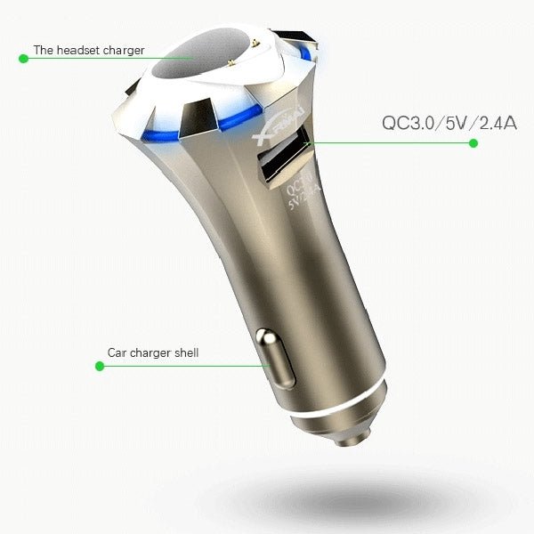 A8 3 in 1 Bluetooth Earphone & Safety Hammer & Car Charger, Support Hands-free Call & USB Quick Charger Function - Bluetooth Car Kits by PMC TechLife | Online Shopping South Africa | PMC TechLife | Buy Now Pay Later Mobicred