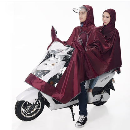 Universal Super Water-Resistant Dual Hooded Motorcycle Rain Poncho Coat Raincoat(Brown) - Raincoat by PMC Jewellery | Online Shopping South Africa | PMC Jewellery | Buy Now Pay Later Mobicred