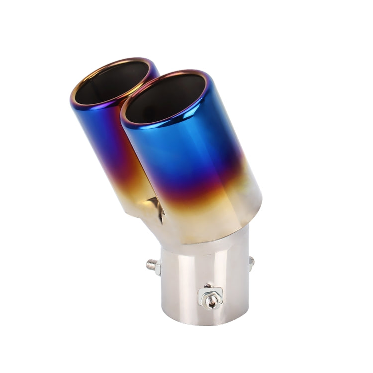 Universal Car Styling Stainless Steel Curved Double Outlets Exhaust Tail Muffler Tip Pipe(Blue) - free shipping - PMC TechLife - Order now!