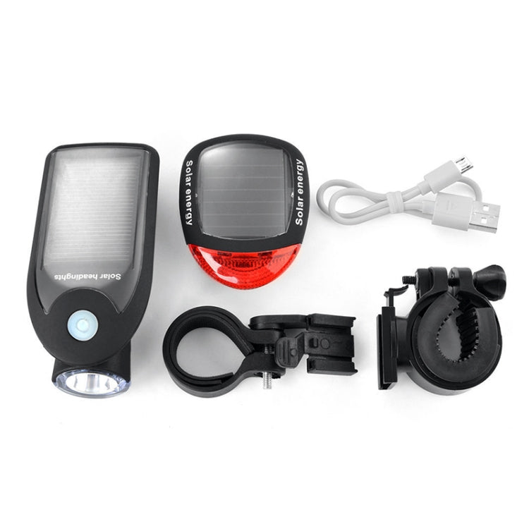 2 PCS 3W 240LM USB Solar Energy Motorcycle / Bicycle Light Set, Front Light+Back Light(White) - Headlights by PMC TechLife | Online Shopping South Africa | PMC TechLife | Buy Now Pay Later Mobicred