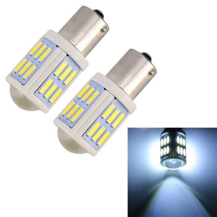 2 PCS 1156 / BA15S 4.5W DC 12V 6000K 290LM Car Auto Ceramics Turn Lights / Reversing Light 27LEDs SMD-7020 Lamps, with Projector Lens (White Light) - Brake Lights by PMC Jewellery | Online Shopping South Africa | PMC Jewellery | Buy Now Pay Later Mobicred