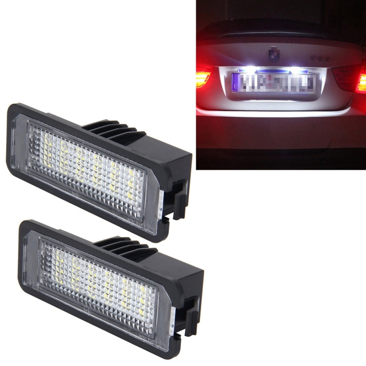 2 PCS License Plate Light with 18  SMD-3528 Lamps for Volkswagen,2W 120LM,6000K, DC12V(White Light) - License Plate Lights by PMC TechLife | Online Shopping South Africa | PMC TechLife