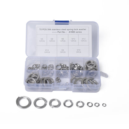 75 PCS Stainless Steel Spring Lock Washer Assorted Kit M4-M16 for Car / Boat / Home Appliance - Nuts & Bolts by PMC Jewellery | Online Shopping South Africa | PMC Jewellery