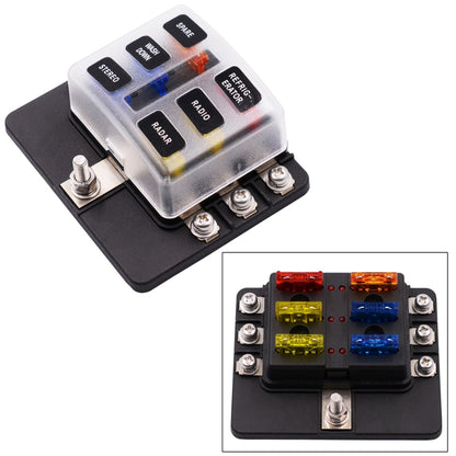 1 in 6 Out 6 Way Circuit Fuse Box Screw Terminal Section Fuse Holder Kits with LED Warning Indicator for Auto Car Truck Boat - Fuse by PMC Jewellery | Online Shopping South Africa | PMC Jewellery