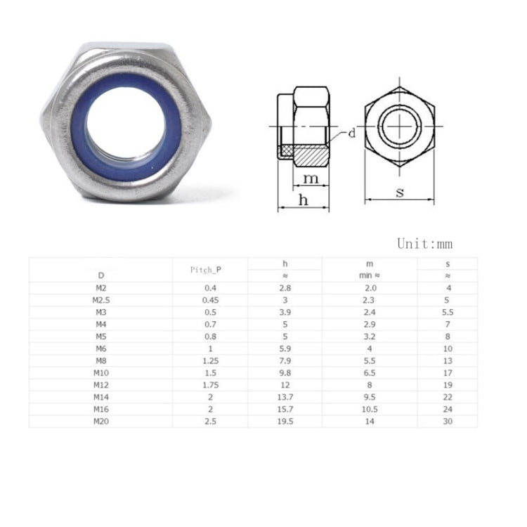 60 PCS Car 304 Stainless Steel Lock Nuts Nylon Insert Locknut Kit M3-M10 - Nuts & Bolts by PMC Jewellery | Online Shopping South Africa | PMC Jewellery