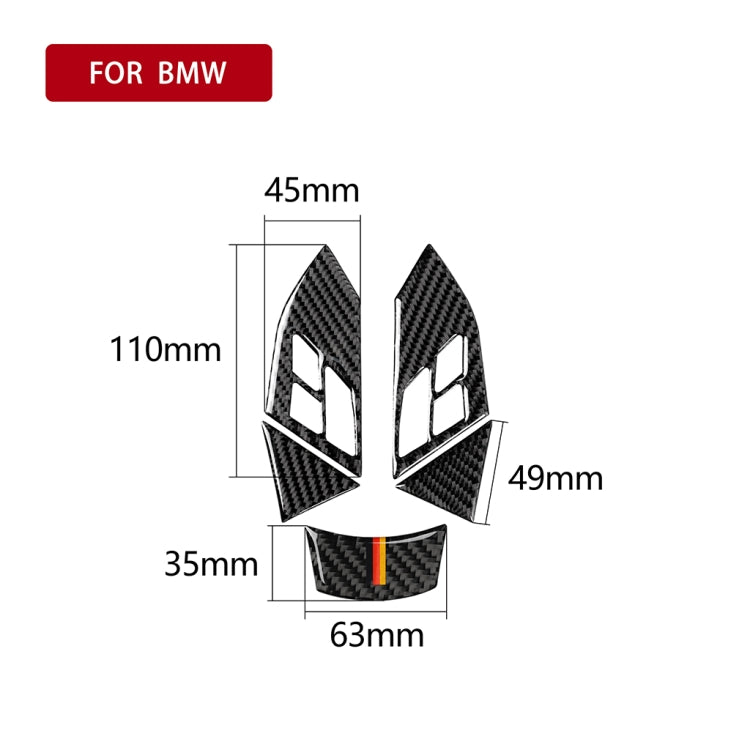 5 in 1 Car Carbon Fiber Germany Color Steering Wheel Button Decorative Sticker for BMW 5 Series E60 2004-2010, Left and Right Drive Universal - Car Interior Mouldings by PMC Jewellery | Online Shopping South Africa | PMC Jewellery | Buy Now Pay Later Mobicred