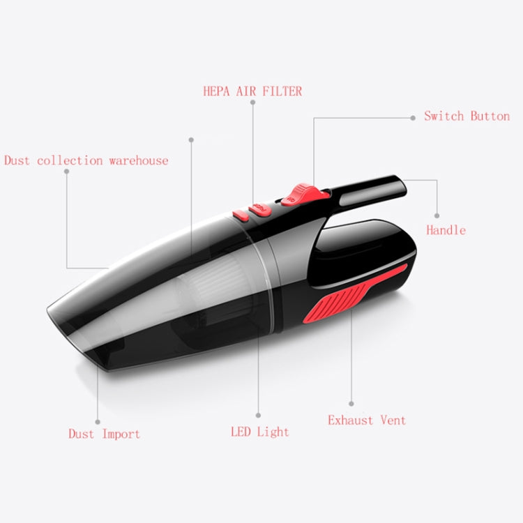 Car Wired Portable 120W Handheld Powerful Vacuum Cleaner with LED Light Cable Length: 5m(Black) - Vacuum Cleaner by PMC TechLife | Online Shopping South Africa | PMC TechLife | Buy Now Pay Later Mobicred