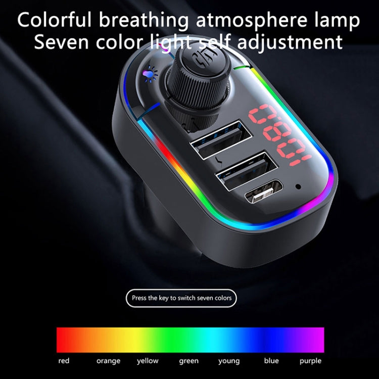 C12 Multifunctional Car Dual USB Charger Bluetooth FM Transmitter with Atmosphere Light - Bluetooth Car Kits by PMC TechLife | Online Shopping South Africa | PMC TechLife | Buy Now Pay Later Mobicred