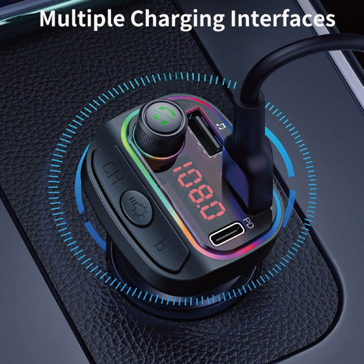 C14 Multifunctional Car Dual QC3.0+PD18W USB Charger Bluetooth FM Transmitter with Atmosphere Light - Bluetooth Car Kits by PMC TechLife | Online Shopping South Africa | PMC TechLife | Buy Now Pay Later Mobicred
