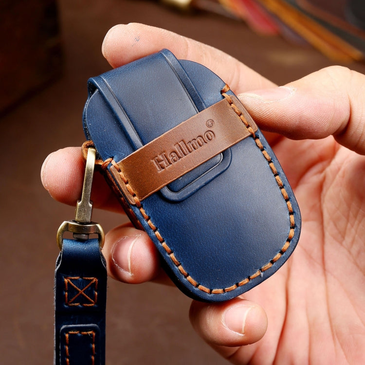 Hallmo Car Cowhide Leather Key Protective Cover Key Case for Hyundai IX35 A Style(Black) - Car Key Cases by Hallmo | Online Shopping South Africa | PMC TechLife | Buy Now Pay Later Mobicred