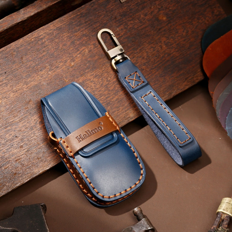Hallmo Car Cowhide Leather Key Protective Cover Key Case for New Mercedes-Benz E300L(Blue) - free shipping - PMC TechLife - Order now!