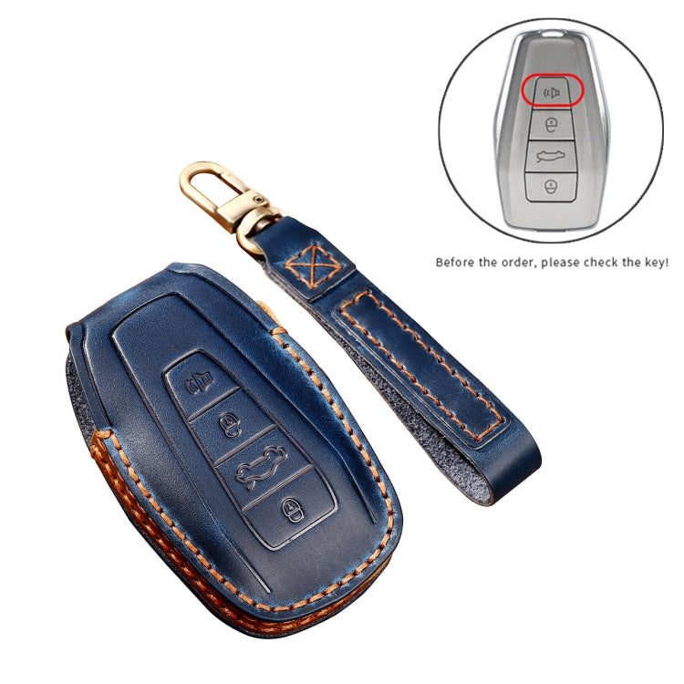 Hallmo Car Cowhide Leather Key Protective Cover Key Case for Geely Emgrand C Style(Brown) - Car Key Cases by Hallmo | Online Shopping South Africa | PMC Jewellery | Buy Now Pay Later Mobicred