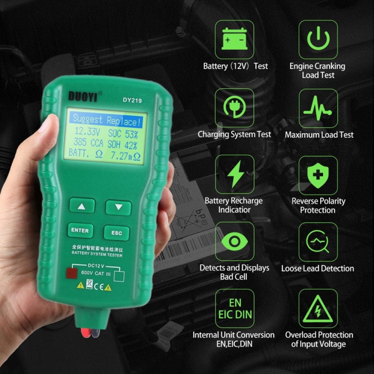 DUOYI DY219 Digital Battery Analyzer Car Fault Diagnostic Device Current and Voltage Detector - free shipping - PMC TechLife - Order now!