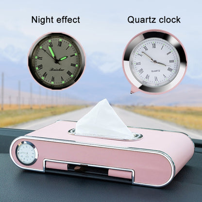 Car Dashboard Diamond Paper Towel Box with Temporary Parking Phone Number Card & Phone Holder & Clock(Pink) - Tissue Boxes by PMC Jewellery | Online Shopping South Africa | PMC Jewellery | Buy Now Pay Later Mobicred