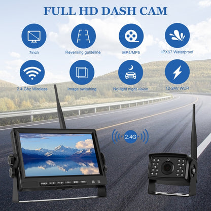PZ710-W 7 inch Car Digital Wireless Rear-view Split-screen Monitor Single Record - Rearview Monitors by PMC Jewellery | Online Shopping South Africa | PMC Jewellery | Buy Now Pay Later Mobicred
