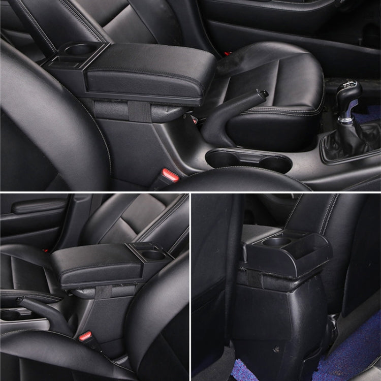 Car Multi-functional Dual USB Armrest Box Booster Pad, Microfiber Leather Straight Type (Black) - Seat Accessories by PMC TechLife | Online Shopping South Africa | PMC TechLife | Buy Now Pay Later Mobicred