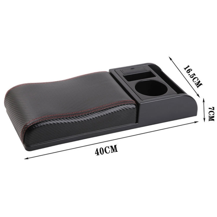 Car Multi-functional Dual USB Armrest Box Booster Pad, Carbon Fiber Leather Curved Type (Black Red) - Seat Accessories by PMC Jewellery | Online Shopping South Africa | PMC Jewellery | Buy Now Pay Later Mobicred