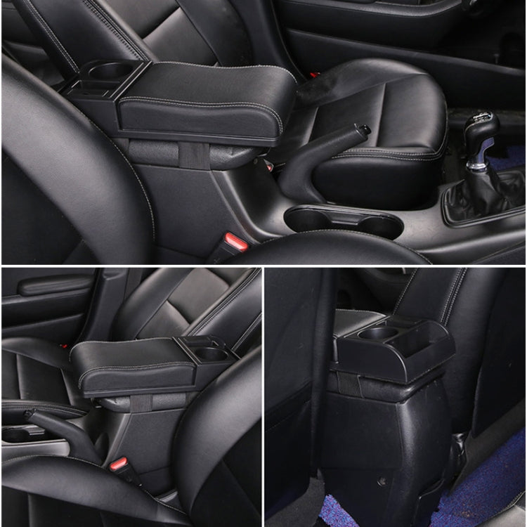 Car Multi-functional Dual USB Armrest Box Booster Pad, Carbon Fiber Leather Curved Type (Black White) - Seat Accessories by PMC TechLife | Online Shopping South Africa | PMC TechLife | Buy Now Pay Later Mobicred